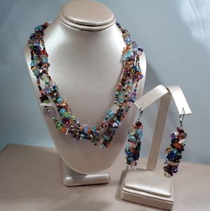 multi colored 4 stranded necklace set